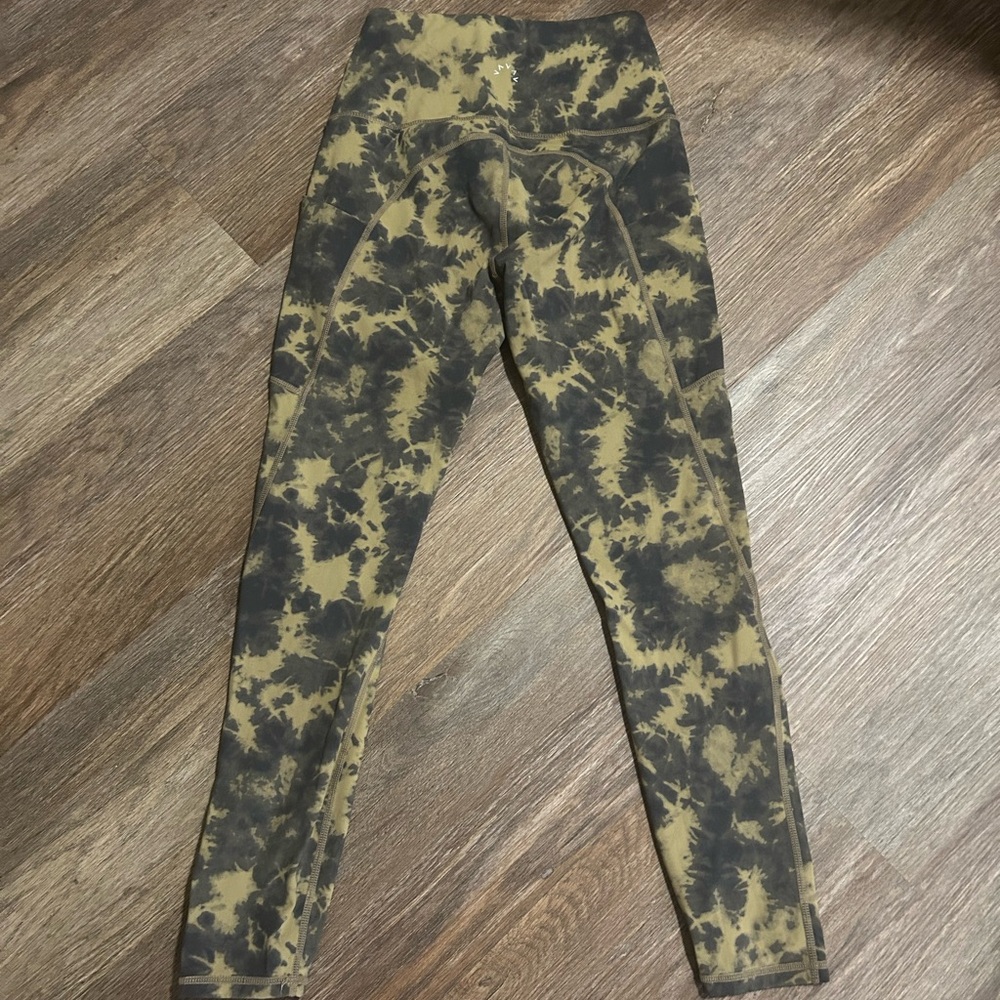 Varley Olive & Black Tie-Dye Leggings